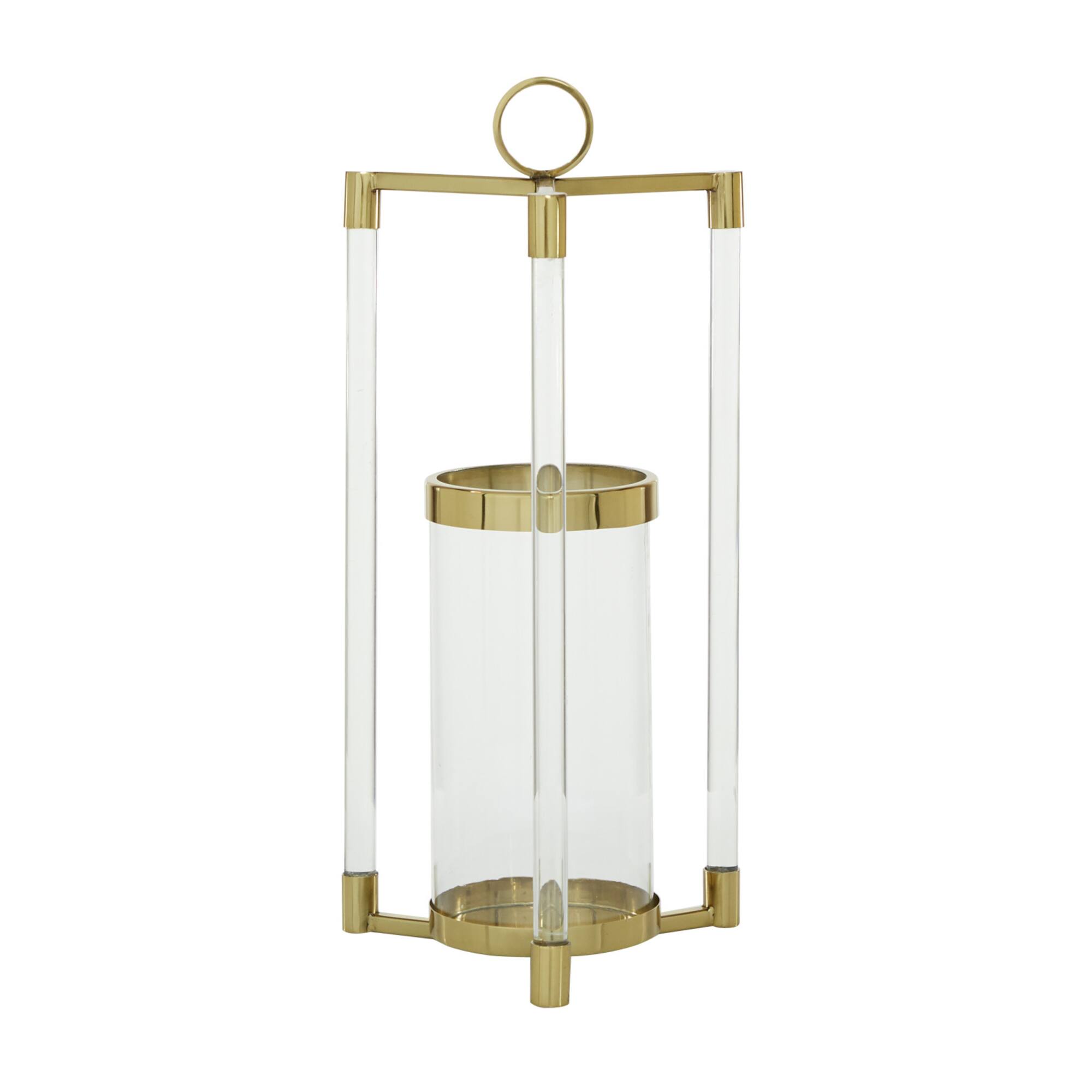 Gold Stainless Steel Contemporary Lantern